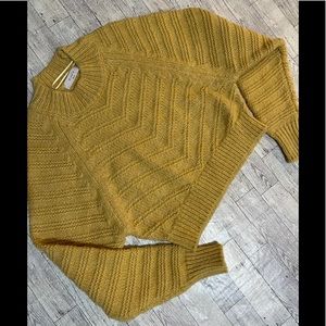 ELODIE Mock Neck Yellow Crop Sweater, M